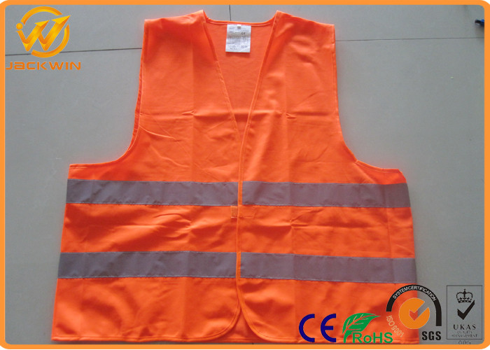 High Visibility Polyester Reflective Safety Vests Fluorescent Orange / Yellow