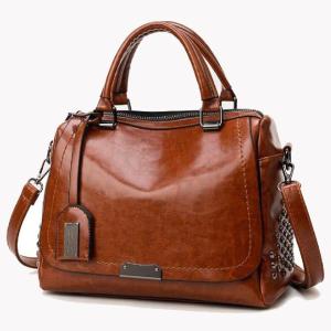 Quality Retro Rivet Oil Wax Leather Womens Tote Bags wholesale
