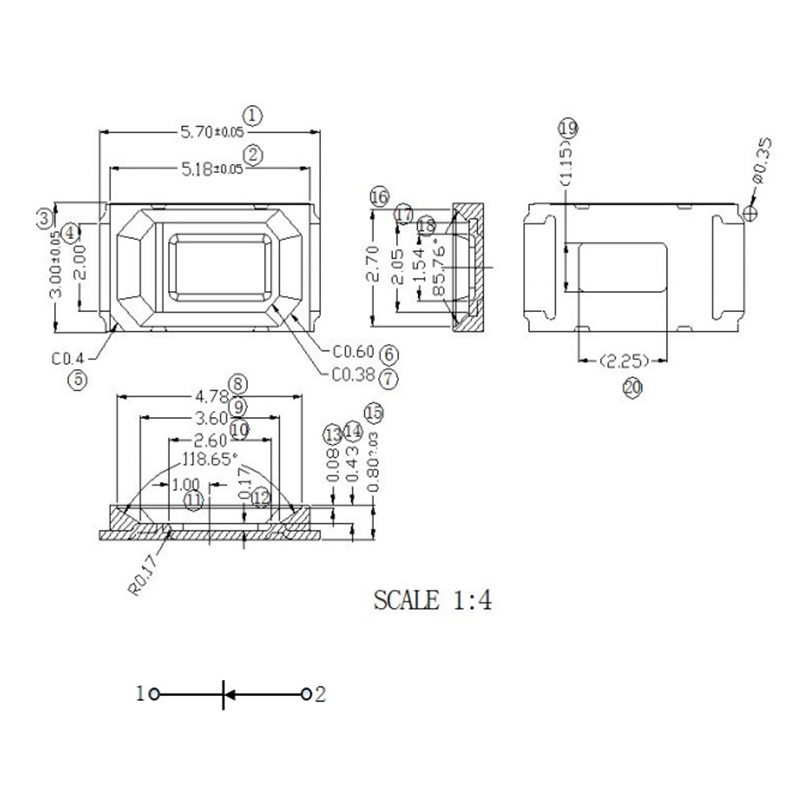 0.5w 5730 Top SMD LED Warm White CRI80 60-65lm Smd 5730 Led High CRI Led Chip For Photographic Lighting