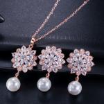 Fashion brass nacklace jewelry baby girls hot sell cz nacklace earrings and