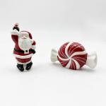 Hand Painted Ceramic Craft Christmas Santa Claus New Year Candy Salt & Pepper