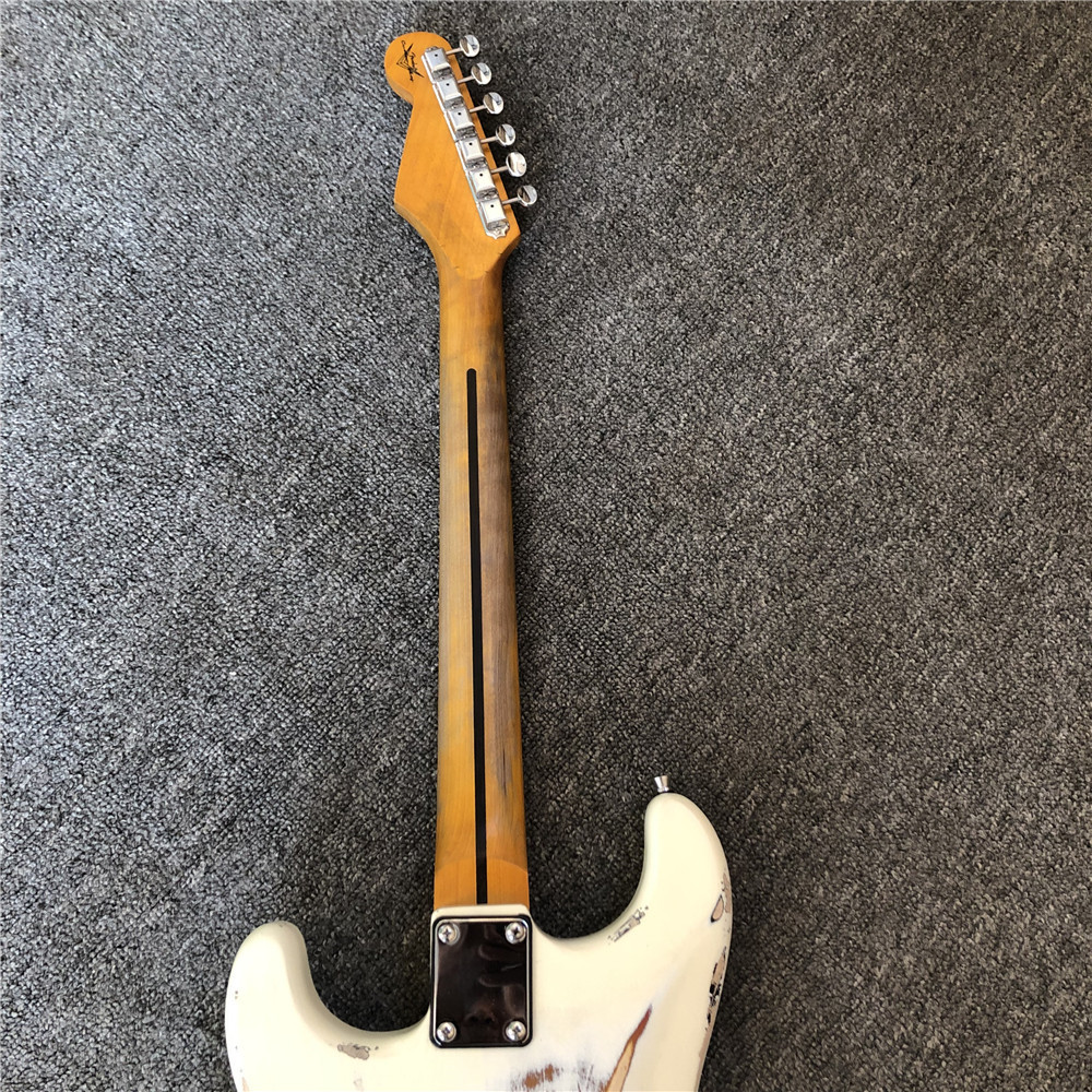 Custom handmade old SRV 100% handmade Milky white old polychromatic old electric guitar support drop shipping