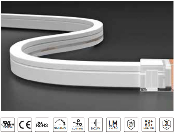 2835 SMD LED Strip Neon Light Side Bend IP65 / IP67 With Support Customization