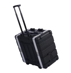 China ABS 19 Inch 6u Rack Case With Wheels 4 Twist Latches Black Color on sale