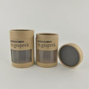 Quality Kraft Round Packaging Box / Brown Cardboard Paper Tube PVC Window Cylinder Box wholesale