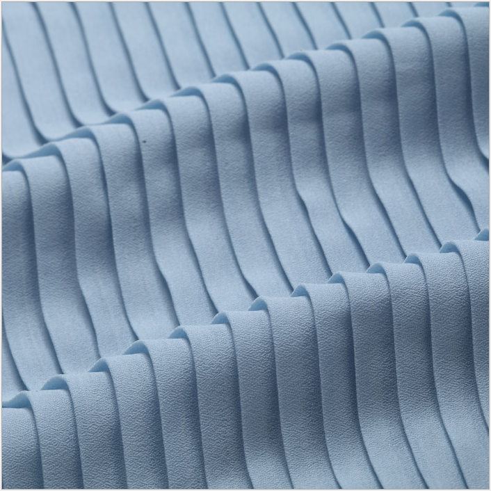 Woven Soft Drooping Polyester Pure Black Plain Pleated Chiffon Crepe Fabric For Lady Clothes Dress Pants