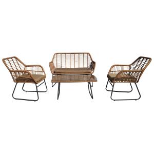 Quality Garden Rattan Dining Table And Chairs Steel PE Rattan Woven Coffee Table Chair Sofa wholesale