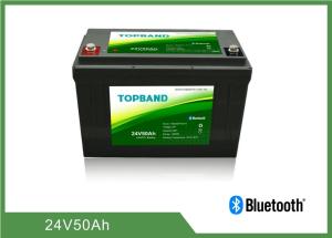 Quality 24V50Ah RV Bluetooth Rechargeable Battery , Deep Cycle Golf Cart Battery 1.28KWh wholesale