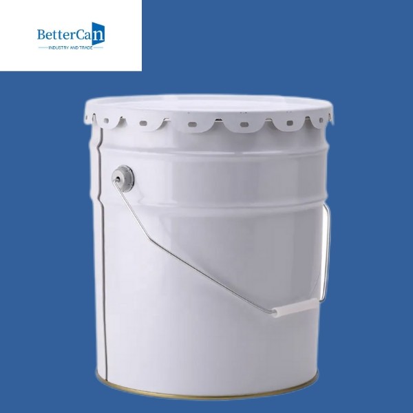 Custom 20L Metal Paint Bucket Chemical Exterior Paint Can With Flower Lid