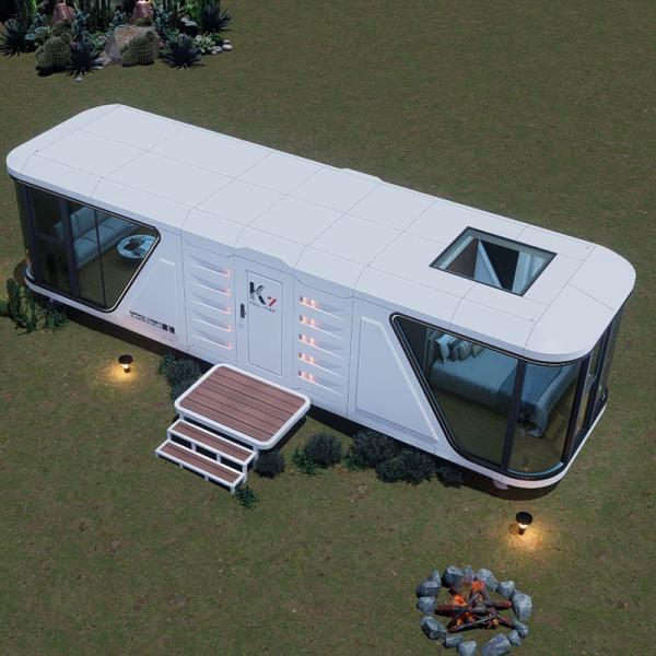 Steel Structure Green Mobile Capsule House Futuristic Waterproof Office Building