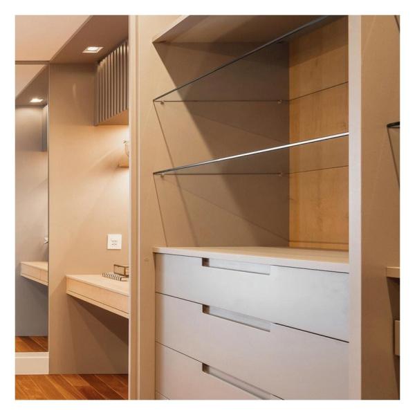 Contemporary Design Black Glass Door Panel Solid Wood Bedroom Wardrobe for