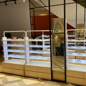 Quality 3mm Thick Wood Optical Shop Display Cabinets Showroom Luxury Style wholesale