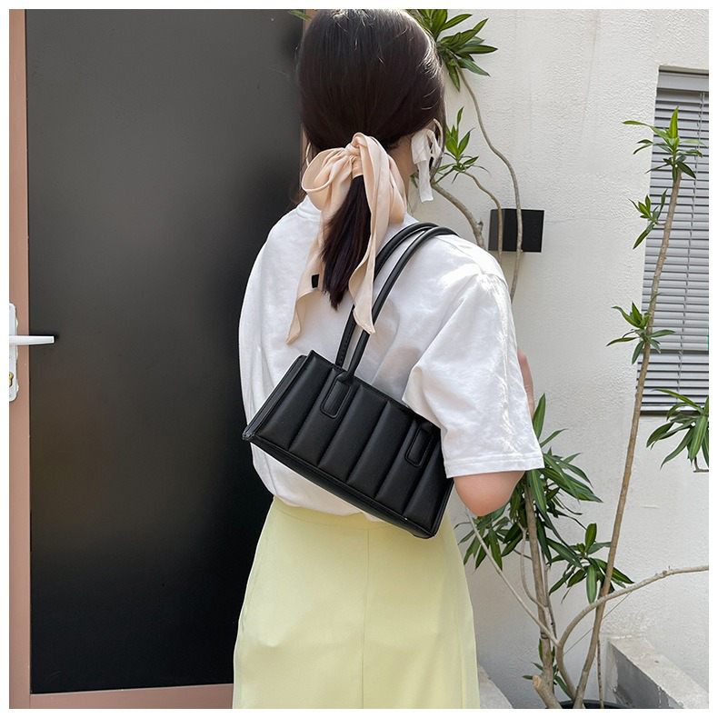 Ladies Shoulder Handbag in Simple Striped Pattern for Women by Korean Designer