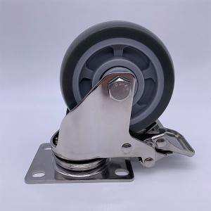 Quality Stainless Steel Fork PU Tread Locking Caster 75mm 100kg Load wholesale