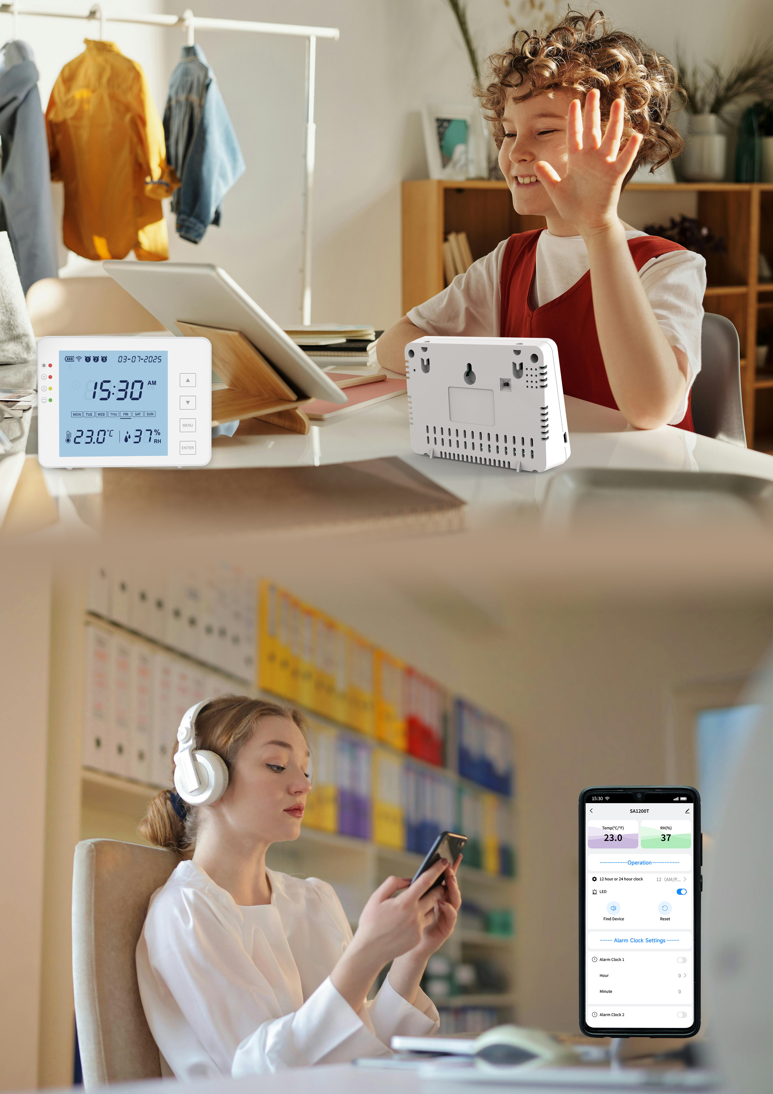 ODM Indoor Temperature Humidity Wifi Thermometer Hygrometer For Office Laboratory