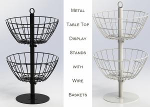 Quality 2 Baskets Metal Table Top Display Stands wholesale