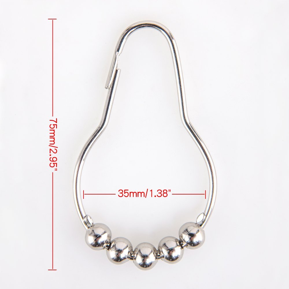 12 Sets Shower Curtain Rings Stainless Steel Rustproof Metal Hooks for Bathroom Shower Rods Curtains