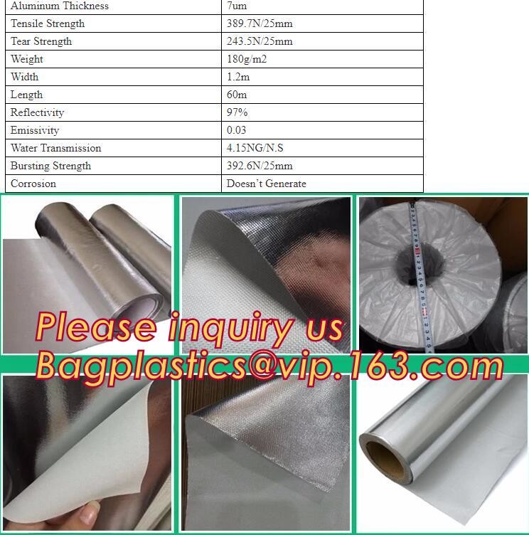 Double side Aluminium foil backed fiberglass fabric attic radiant barrier cloth,aluminium foil woven cloth, bulding mate