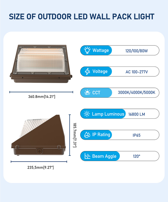 7500lm 90 Degree 60W -150W Led Wall Pack Light Photcell Sensor Dusk To Dawn Ra70