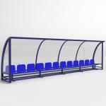 School Stadium Football Subs Bench With Shelter Galvanized Steel Material