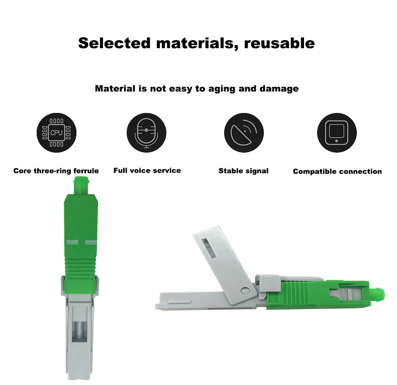 OM1 OM3 FTTH Fast Connector , Field Termination Sc Apc Quick Connector