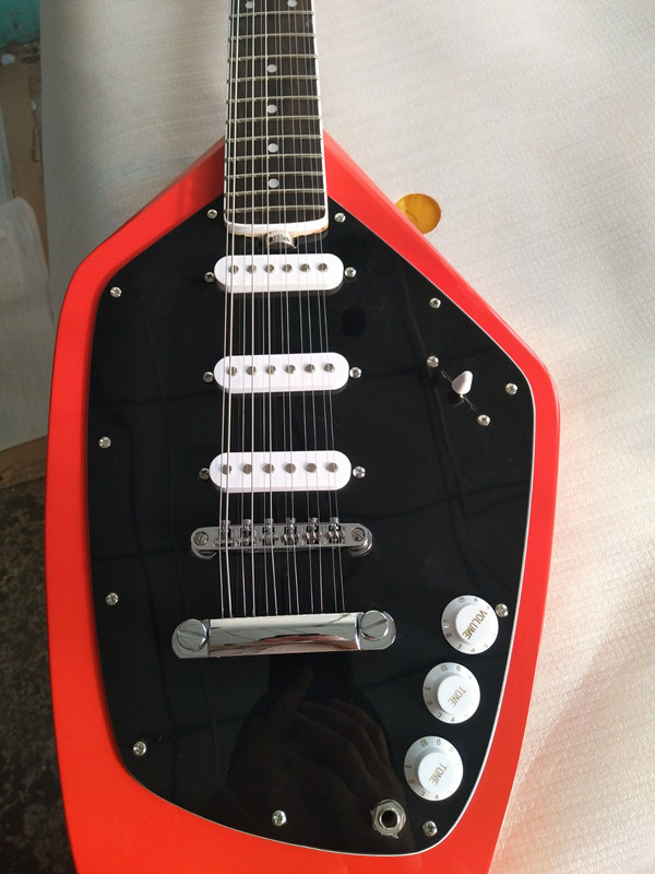 Left Hand Irregular 12 Strings Electric Guitar in Black Mahogany Body Neck Back Sides Free Shipping
