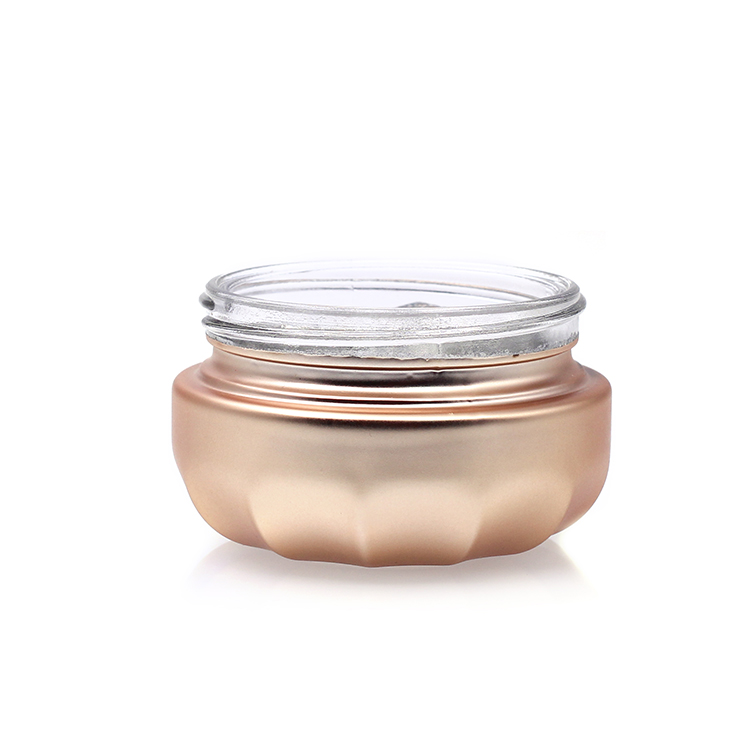 Round 30g 50g Glass Cosmetic Container Gold Stamping Embossment