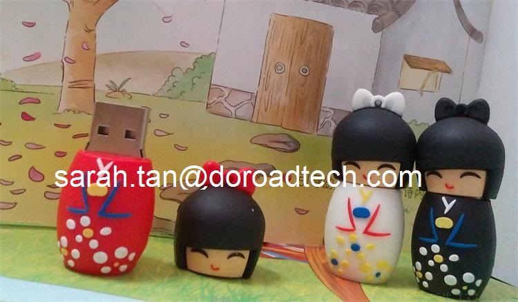 Cute Doll Shape 3D Soft PVC USB Flash Disk, USB Flash Drives