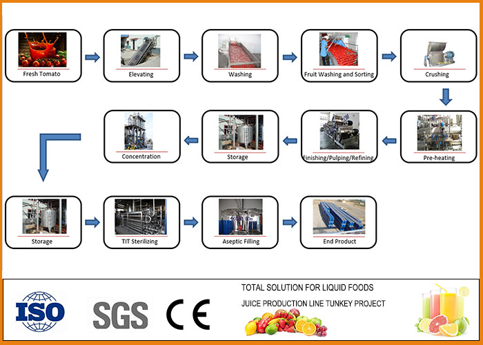 SS304 Complete Tin Can Ketchup Tomato Paste Production Line 1 Year Warranty