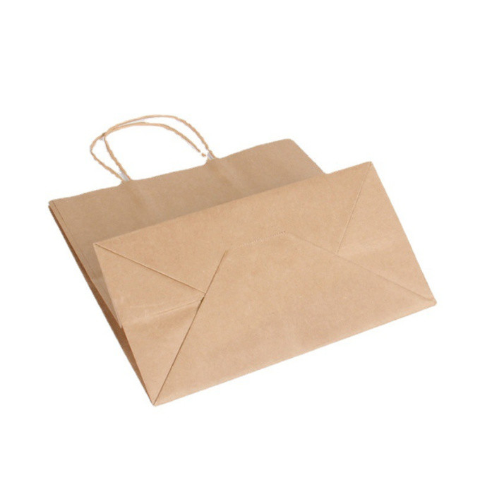 Brown Custom Logo Gift Shopping Kraft Paper Bag With Handle Coffee Delivery Bag