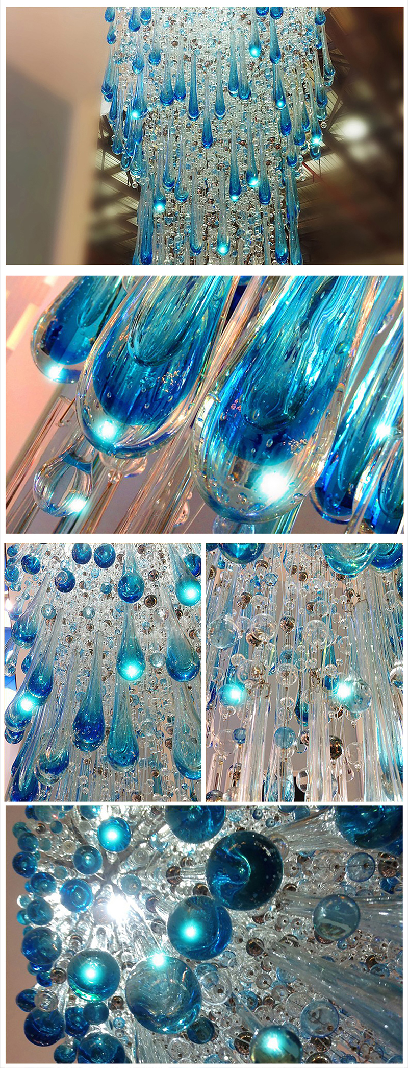 Modern Crystal Ceiling Chandelier For Living Room Lobby Luxury Long Staircase Blue Chandelier(WH-NC-99)