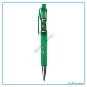 Quality green plastic pen, green color promotional ball point pen wholesale