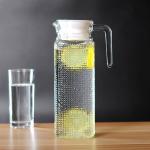 1L Beautifully Etched Glass Pitcher Lead Free Soda Lime Glass Material