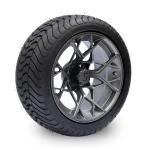 Gunmetal Finish 14 Inch Golf Cart Wheels And Tires 225/30-14 101.6 PCD 4x4 Bolt