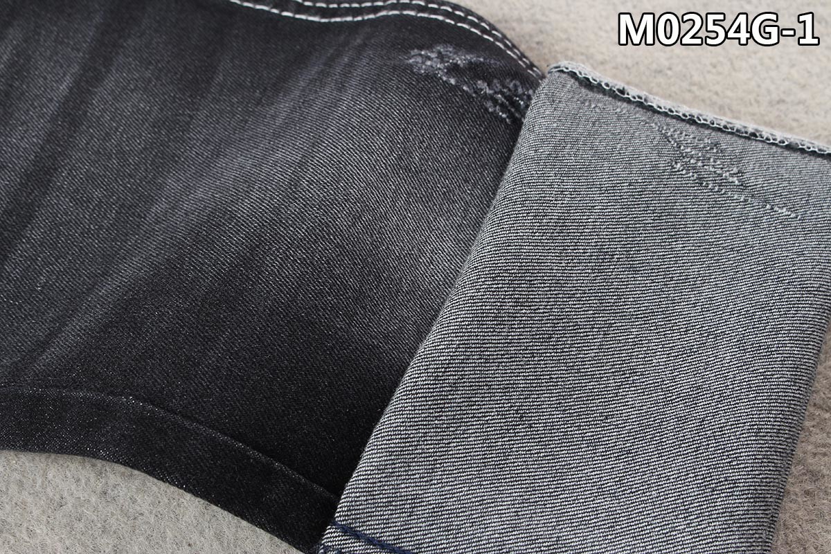 10.3 Ounce Black Slub Polyester Spandex Denim Fabric Slight Stretch Lady'S Wear