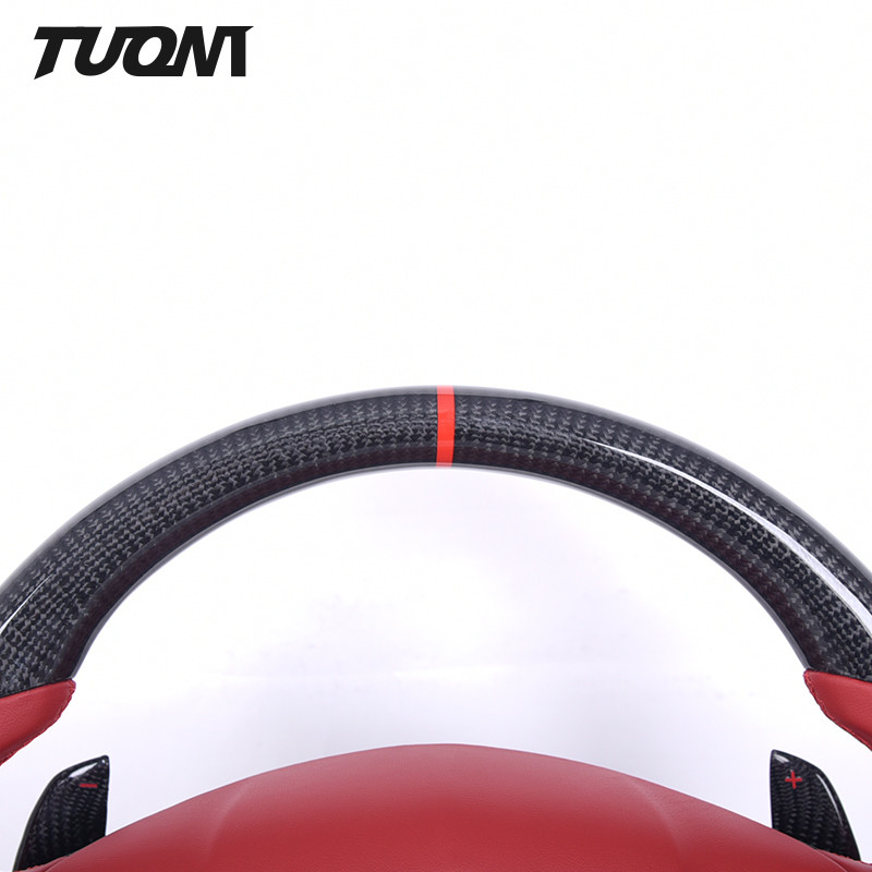 SLS Mercedes Benz Steering Wheel Carbon Fiber Red Smooth Leather