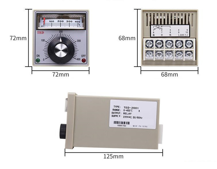 0-400 celsius k type thermostat TED-2001 220VAC manual temperature controller