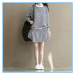 Polo Shirt Design Winter Korean Striped Dresses New Fashion Lady Dress
