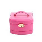 Free sample Lockable Leather Jewelry Case Organizer Box PU leather jewelry
