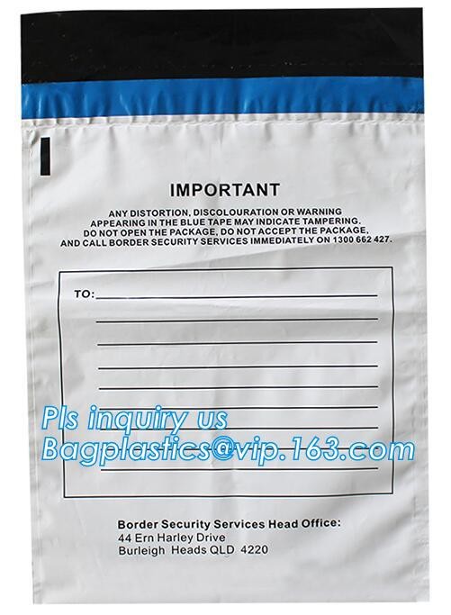 Opaque Tamper Evident Sealing Plastic Bank Money Steb Security Bag / Custom Self Adhesive Plastic Courier Bag, bagease