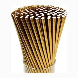 Quality OEM ODM Rose Gold Striped Straws , Recyclable Craft Paper Straws wholesale