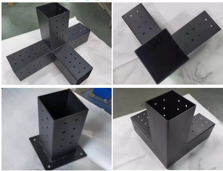 OEM ODM Sheet Metal Fabrication Pergola Base Plate With Powder Coated Triangle Bracket
