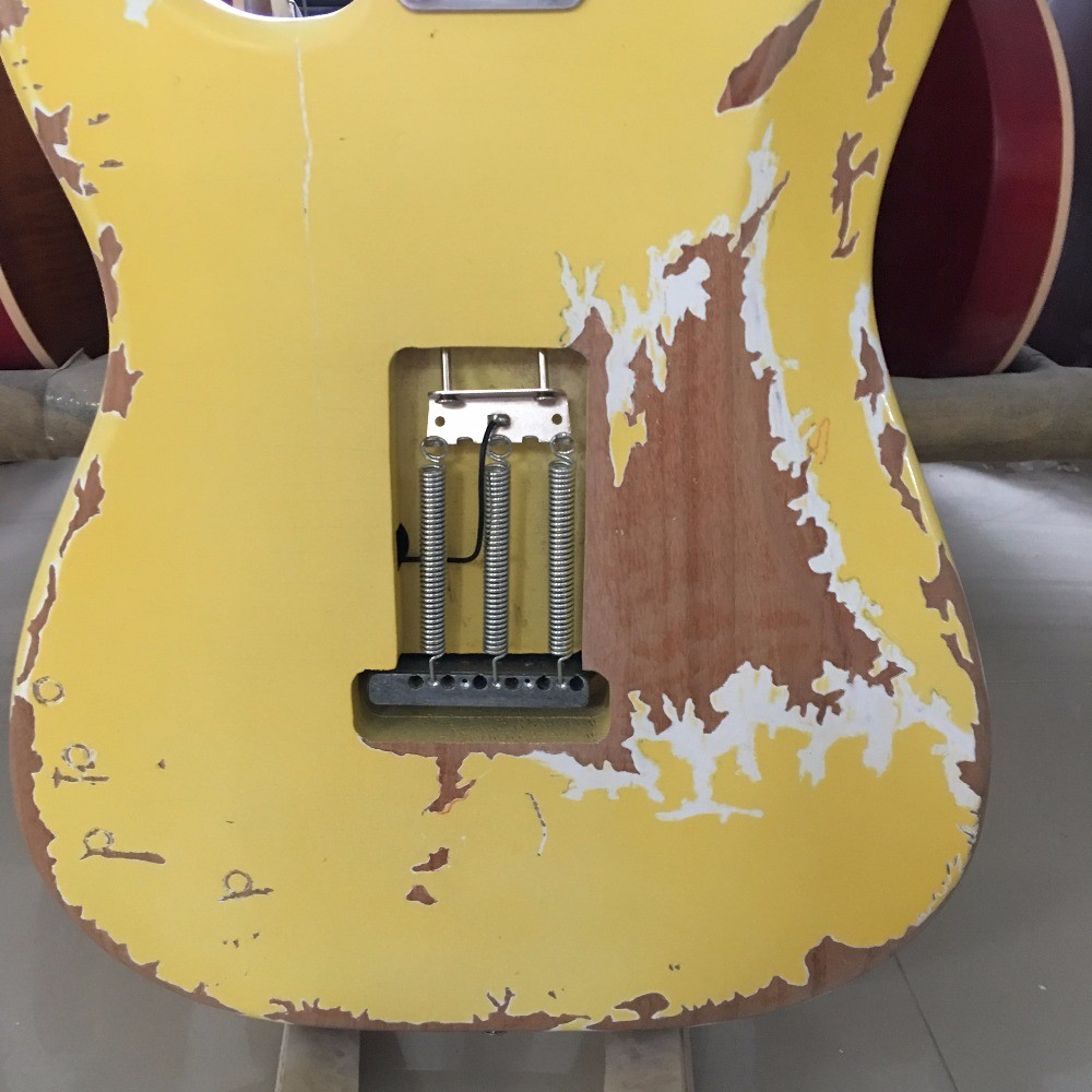 Maple scalloped fingerboard relic classical st electric guitar,handmade aged st guitar