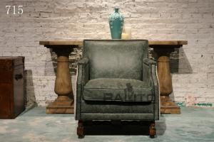 Quality antique green leather chair sofa furniture,#715 wholesale