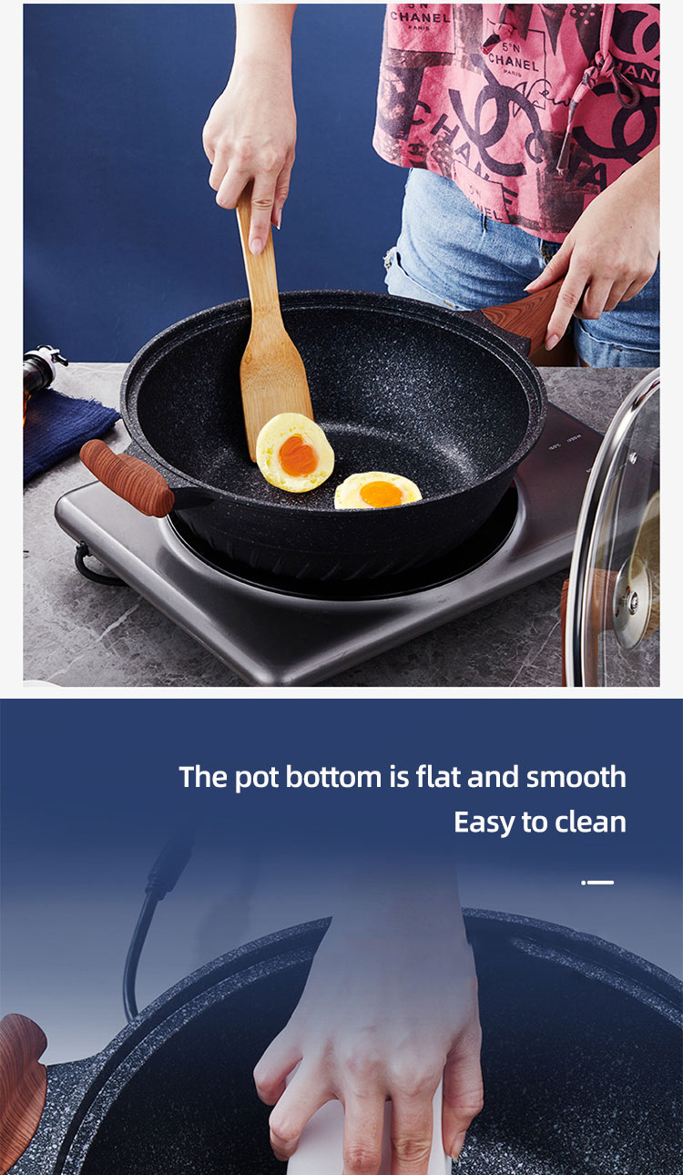 Hot Selling Maifan Stone Coating Saute Pans Aluminum Frypan Non Stick Deep Frying Pan With Lid