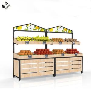 Quality Wooden Fruit And Vegetables Shelves Display Rack For Supermarket wholesale