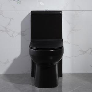 Quality Elongated Matt Black Dual Flush One Piece Toilet 1.6 Gpf Cupc Ceramic Round wholesale