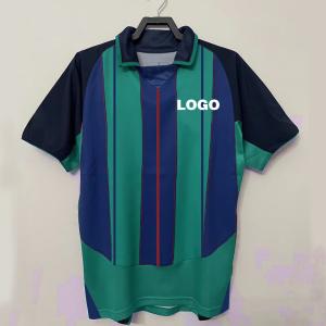 Quality Retro Polyester V Neck Red Blue Soccer Jersey Quick Dry wholesale