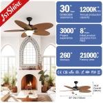 52 Inches DC Motor Tropical Style Decorative Ceiling Fan Remote Control 5 Blades