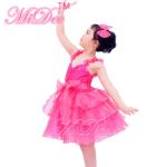 Flower Kids Dance Clothes Straps Sequines Bodice Tiers Organza Dress With